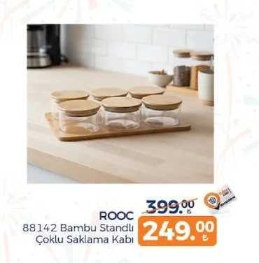 Rooc 88142 Bambu Standlı Çoklu Saklama Kabı