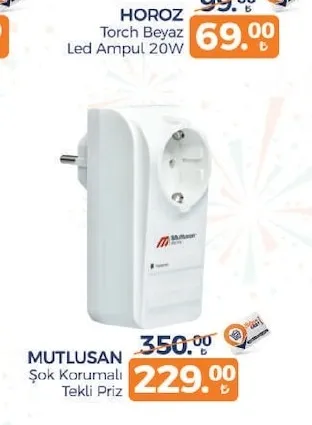 Mutlusan Şok Korumalı Tekli Priz