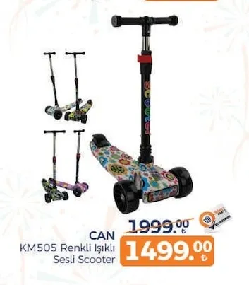 Can Km505 Renkli Işıklı Sesli Scooter