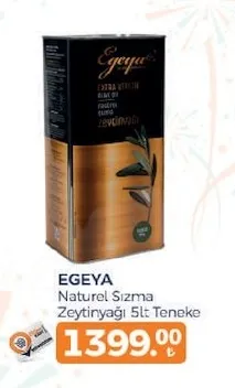 Egeya Naturel Sızma Zeytinyağı 5Lt Teneke