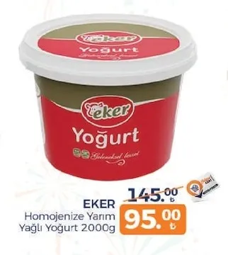 Eker Homojenize Yarım Yağlı Yoğurt 2000G