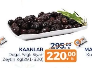Kaanlar Doğal Yağlı Siyah Zeytin Kg(291-320)