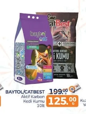 Baytol/Catbest Aktif Karbon Kedi Kumu 10Lt