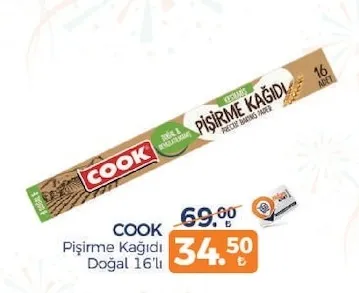 Cook Pişirme Kağıdı Doğal 16'Lı