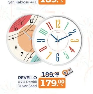 Revello 070 Renkli Duvar Saati