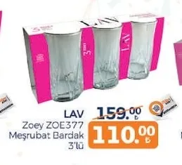 Lav Zoey Zoe377 Meşrubat Bardağı 3'Lü