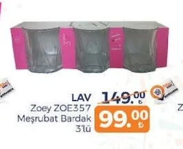 Lav Zoey Zoe357 Meşrubat Bardağı 3'Lü