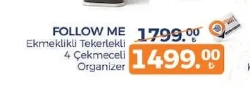 Follow Me Ekmeklikli Tekerlekli 4 Çekmeceli Organizer