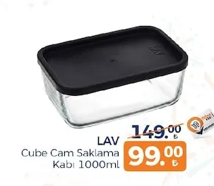 Lav Cube Cam Saklama Kabı 1000Ml