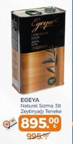 Egeya Naturel Sızma 3Lt Zeytinyağı Teneke