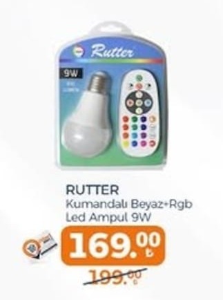Rutter Kumandalı Beyaz+Rgb Led Ampul 9W