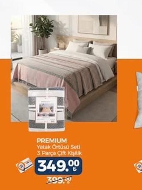 Premium Yatak Örtüsü Seti 3 Parça Çift Kişilik