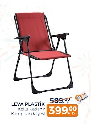 Leva Plastik Kollu Katlanır Kamp Sandalyesi