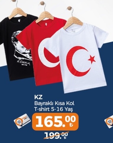 Kz Bayraklı Kısa Kol T-Shirt 5-16 Yaş