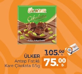 Ülker Antep Fıstıklı Kare Çikolata 65G