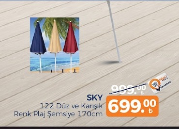 Sky 122 Düz Ve Karışık Renk Plaj Şemsiye 170Cm
