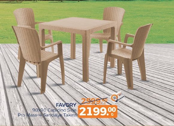 Favori 90X90 Capicino Side Pro Masa-4 Sandalye Takim