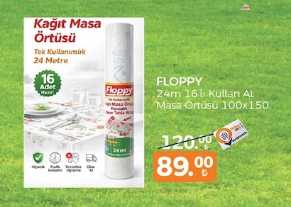 Floppy 24M 16'Lı Kullan At Masa Örtüsü 100X150