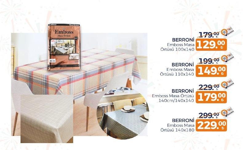 Berroni Emboss Masa Örtüsü 140X180