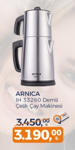 Arnica İh 33260 Demli Çelik Çay Makinesi