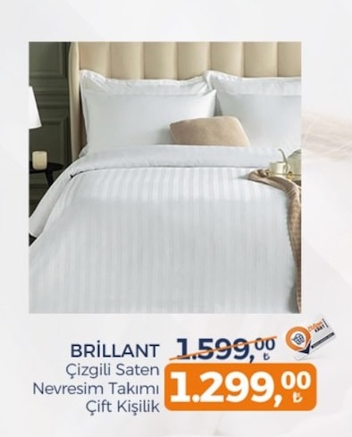 Brillant Çizgili Saten Nevresim Takımı Çift Kişilik