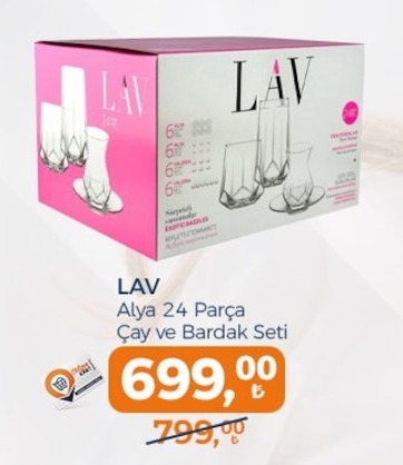 Lav Alya 24 Parça Çay Ve Bardak Seti