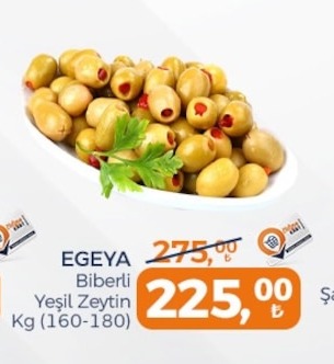 Egeya Biberli Yeşil Zeytin Kg (160-180)