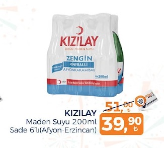 Kızılay Maden Suyu 200Ml Sade 6'Lı (Afyon-Erzincan)