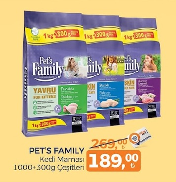Pet'S Family Kedi Maması 1000+300G Çeşitleri