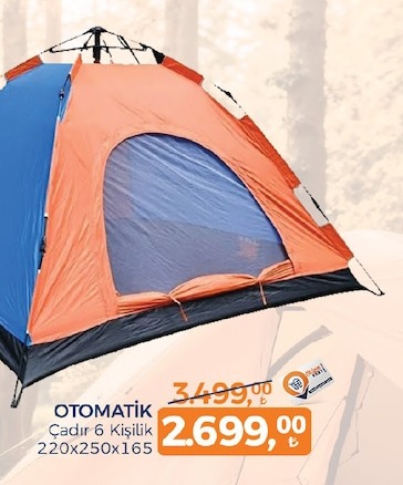 Otomatik Çadir 6 Kişilik 220X250X165