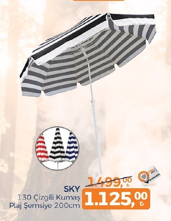 Sky 130 Çizgili Kumaş Plaj Şemsiye 200Cm