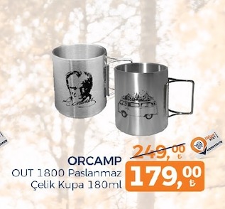 Orcamp Out 1800 Paslanmaz Çelik Kupa 180Ml