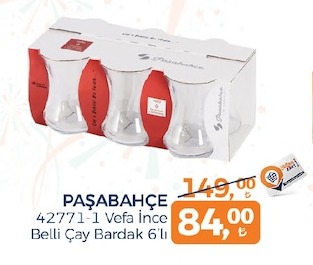 Paşabahçe 42771-1 Vefa İnce Belli Çay Bardak 6'Lı