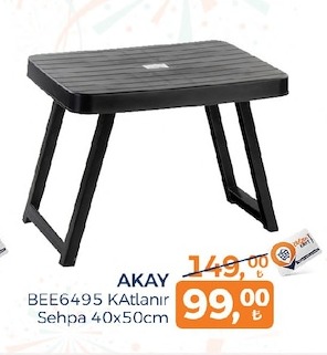 Akay Bee6495 Katlanır Sehpa 40X50Cm