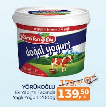 Yörükoğlu Ev Yapımı Tadında Yağlı Yoğurt 2000G