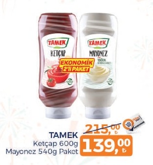 Tamek Ketçap 600G Mayonez 540G Paket