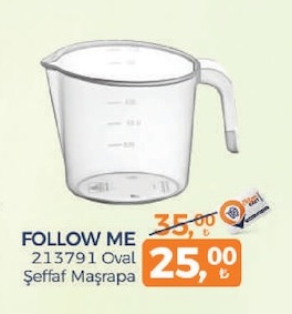 Follow Me 213791 Oval Şeffaf Maşrapa