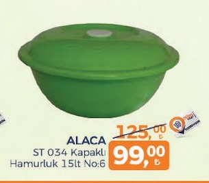 Alaca Kapaklı Hamurluk 15Lt No:6