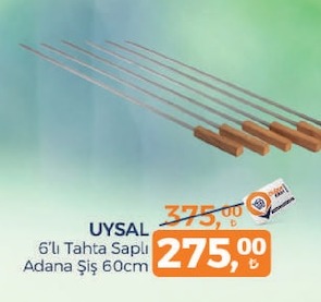 Uysal 6'Lı Tahta Saplı Adana Şiş 60Cm