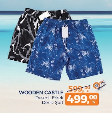 Wooden Castle Desenli Erkek Deniz Şort