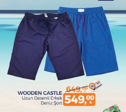 Wooden Castle Uzun Desenli Erkek Deniz Şort