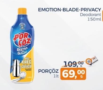 Porçöz Ekstra Güçlü Pas Ve Kireç Çözücü 1Lt