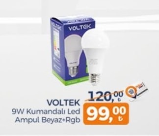 Voltek 9W Kumandalı Led Ampul Beyaz+Rgb