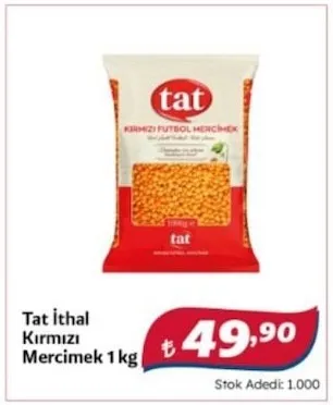 Tat İthal Kırmızı Mercimek 1 Kg