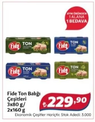 Fide Ton Balığı Çeşitleri 3X80 G/ 2X160 G