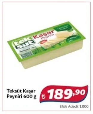Teksüt Kaşar Peyniri 600 G