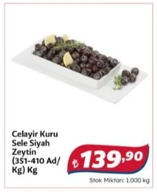 Celayir Kuru Sele Siyah Zeytin (351-410 Ad/ Kg) Kg