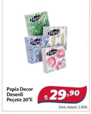 Papia Decor Desenli Peçete 20'Li