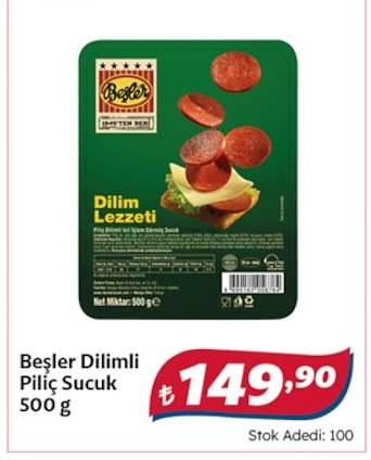 Beşler Dilimli Piliç Sucuk 500 G