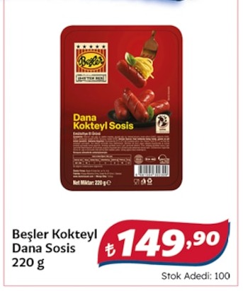 Beşler Kokteyl Dana Sosis 220 G